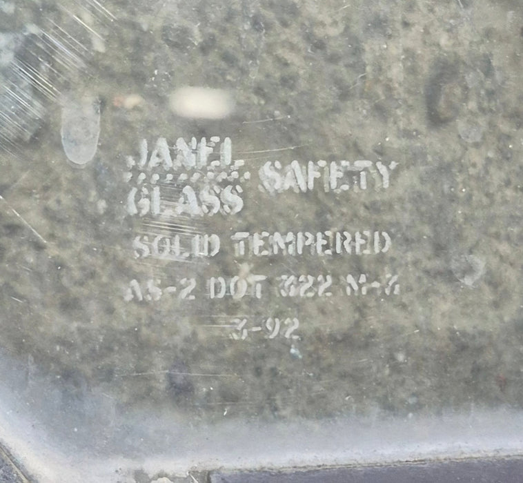 Used Slanted Black Radius Opening Window : 36 1/4" W x 26 1/2" H x 1 3/4" D - Motorhome Front Passenger Side - Young Farts RV Parts