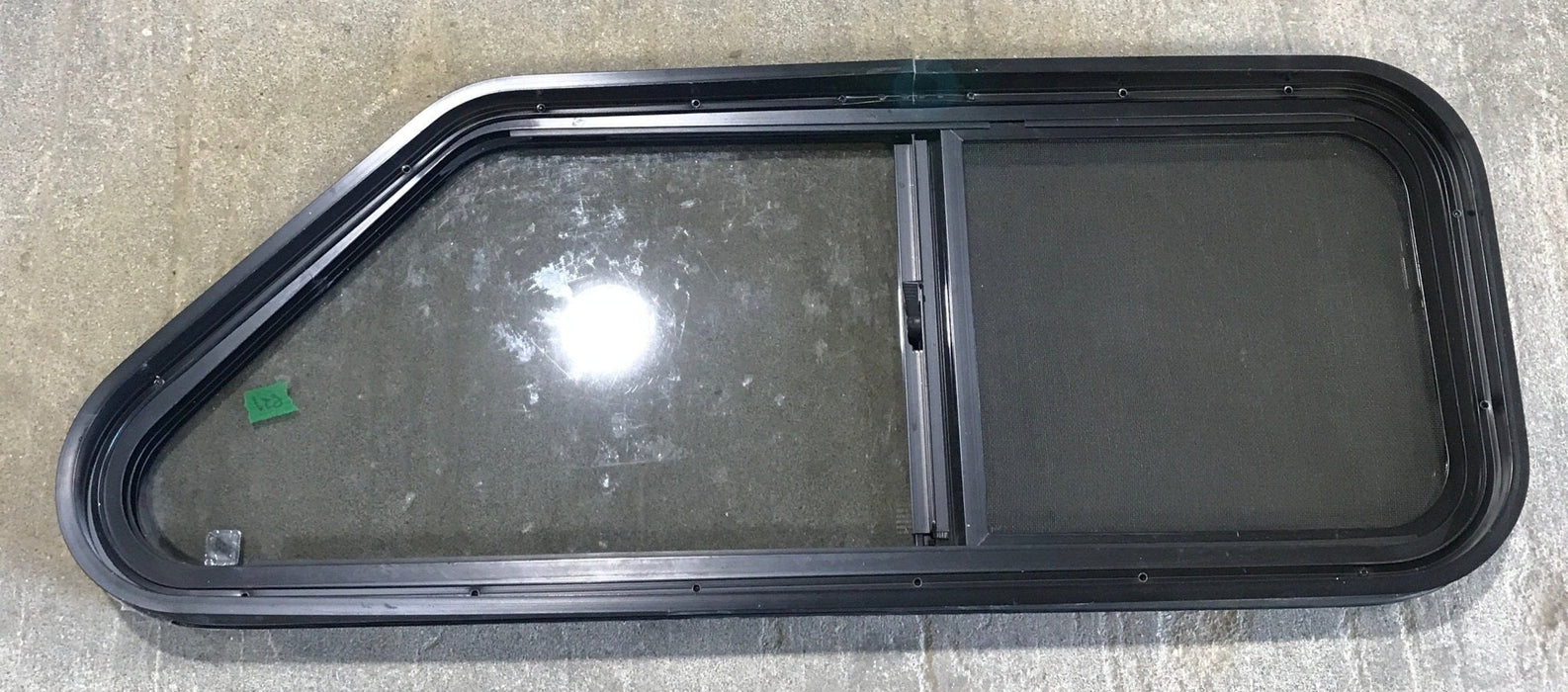 Used Slanted Black Radius Opening Window : 36 3/4" W x 13 1/2" H x 2" D