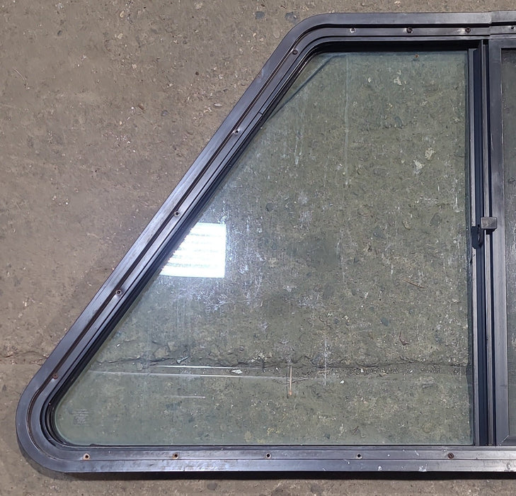 Used Slanted Black Radius Opening Window : 37 3/4" W x 25 1/4" H x 1 3/4" D - Young Farts RV Parts