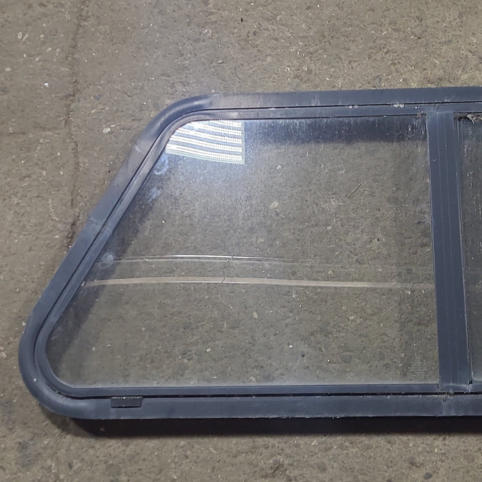 Used Slanted Black Radius Opening Window : 41 3/4" W x 17 3/4" H x 1 7/8" D - Young Farts RV Parts