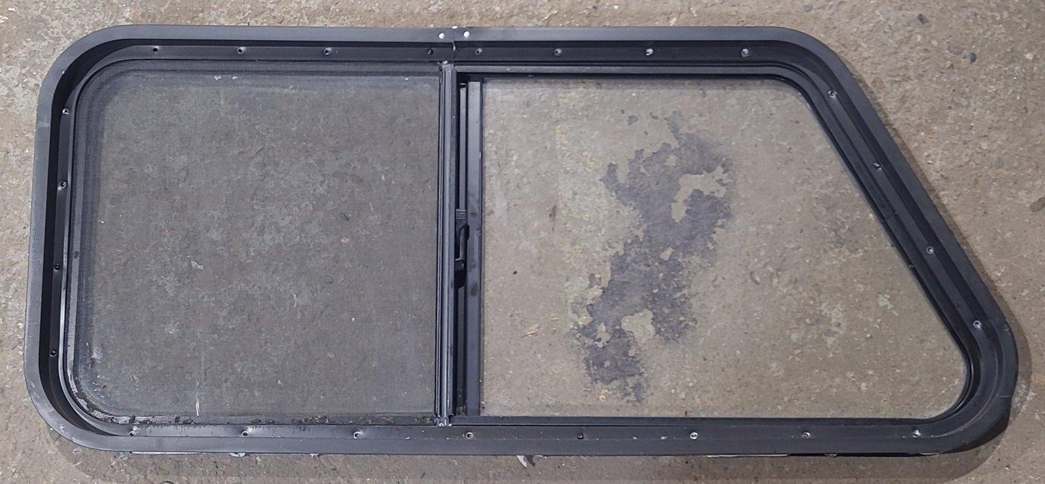 Used Slanted Black Radius Opening Window : 41 3/4" W x 17 3/4" H x 1 7/8" D