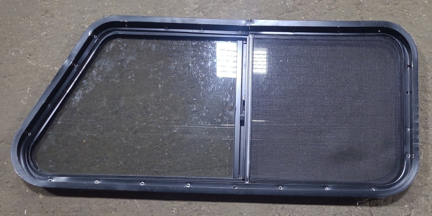 Used Slanted Black Radius Opening Window : 41 3/4" W x 17 3/4" H x 1 7/8" D