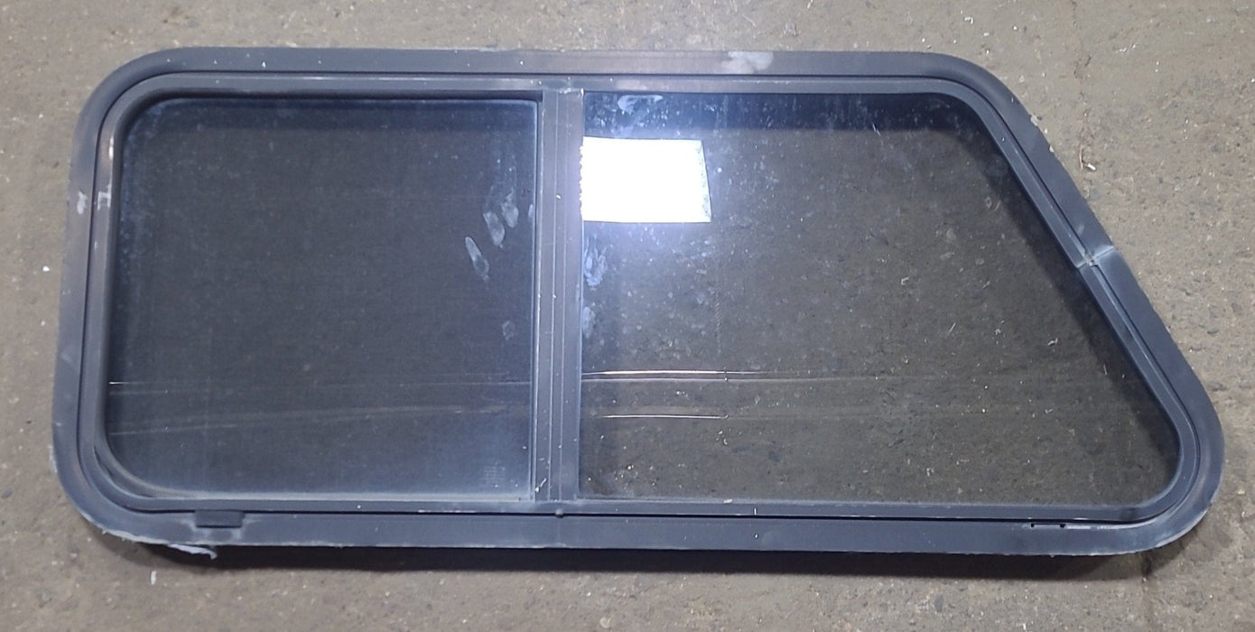 Used Slanted Black Radius Opening Window : 41 3/4" W x 17 3/4" H x 1 7/8" D