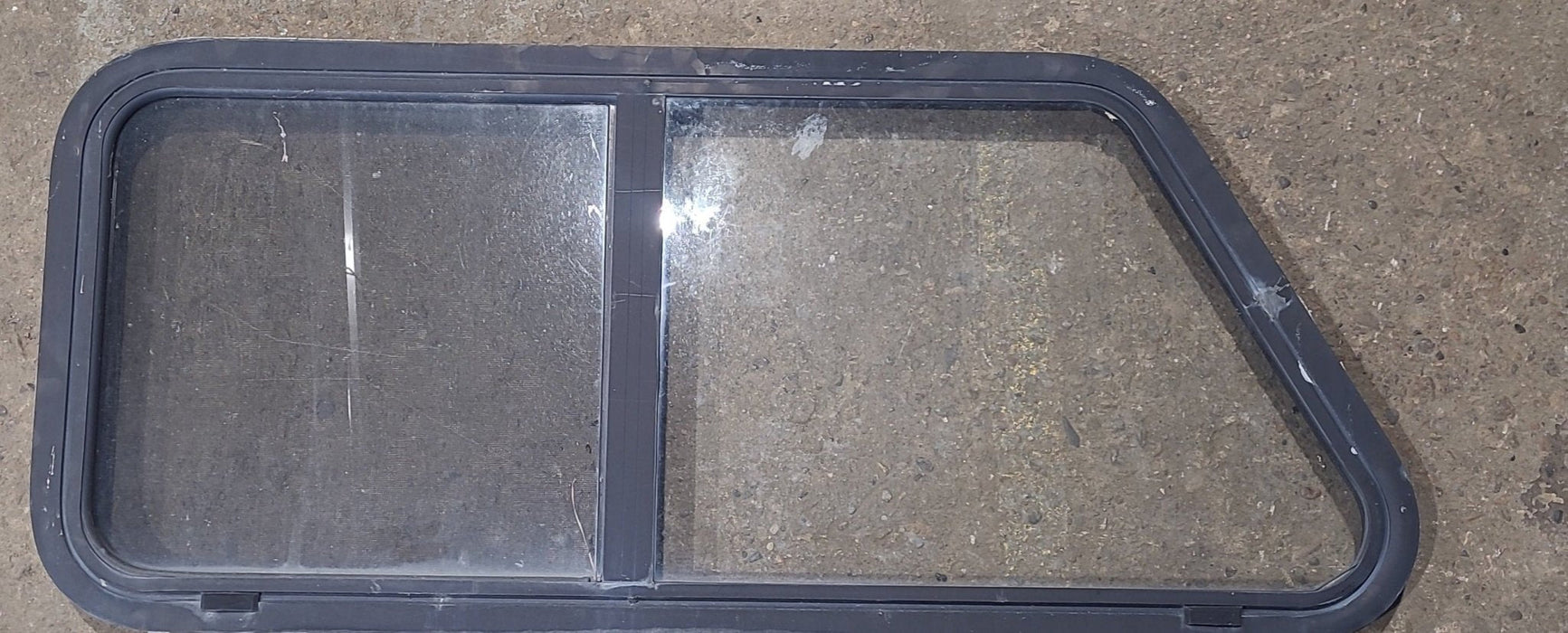 Used Slanted Black Radius Opening Window : 41 3/4" W x 17 3/4" H x 1 7/8" D