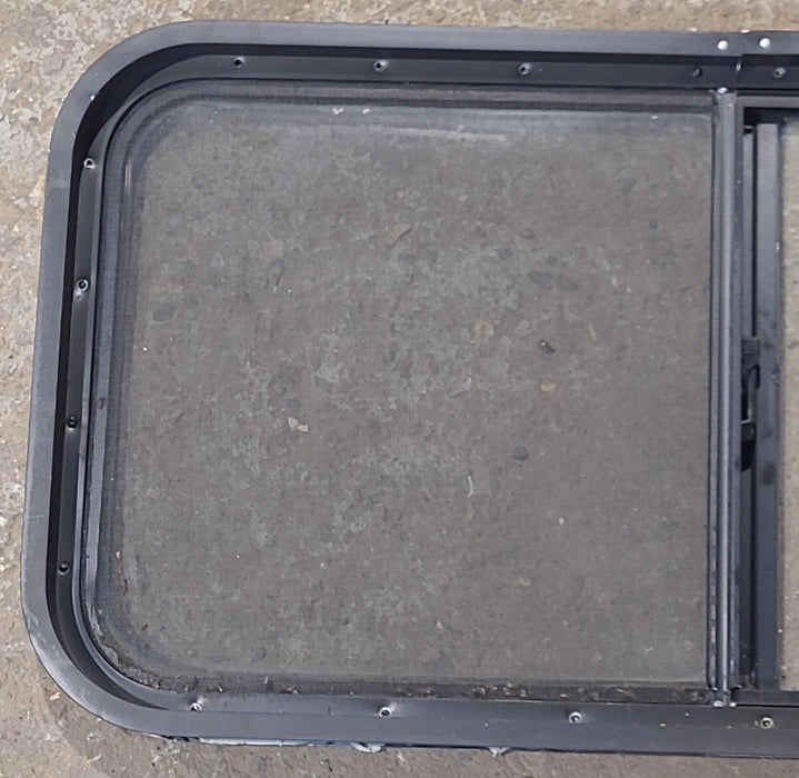 Used Slanted Black Radius Opening Window : 41 3/4" W x 17 3/4" H x 1 7/8" D