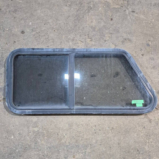 Used Slanted Black Radius Opening Window - 41.75" X 17 1/2" X 1.875" - Young Farts RV Parts
