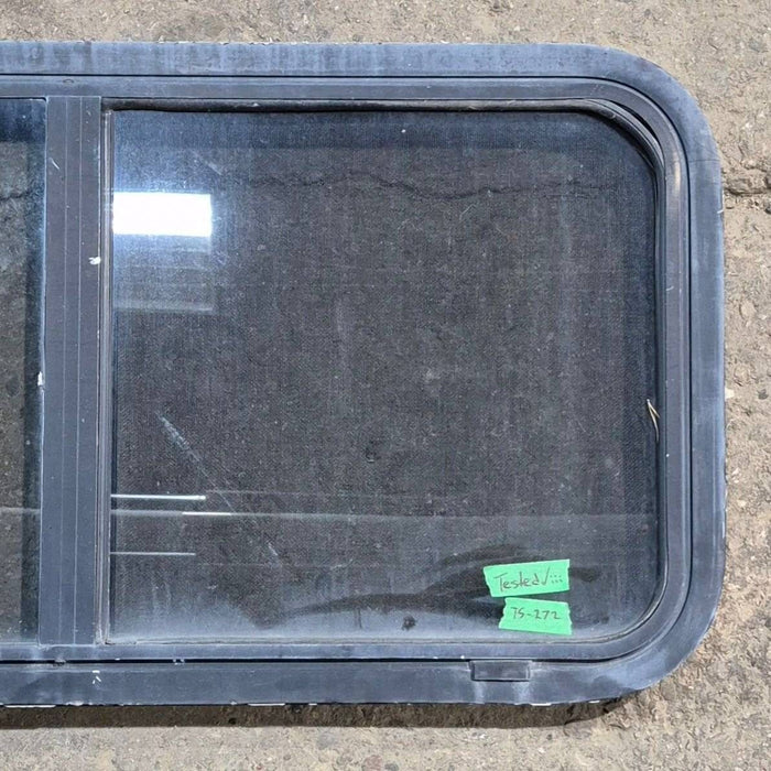 Used Slanted Black Radius Opening Window - 41.75" X 17 1/2" X 1.875" - Young Farts RV Parts