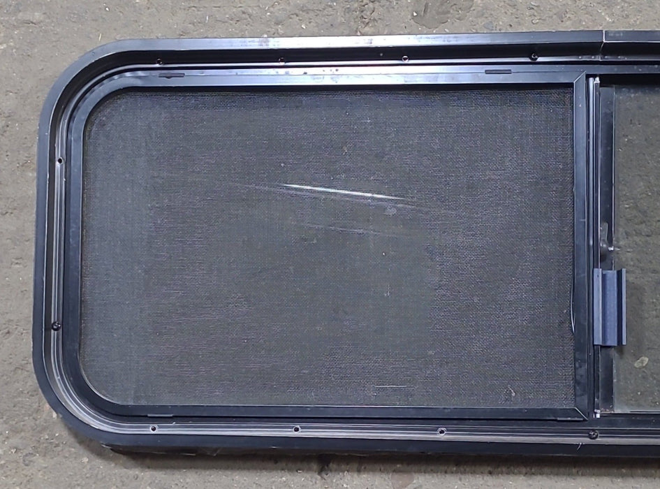 Used Slanted Black Radius Opening Window : 48 1/4" W x 15" H x 1 3/4" D - Young Farts RV Parts