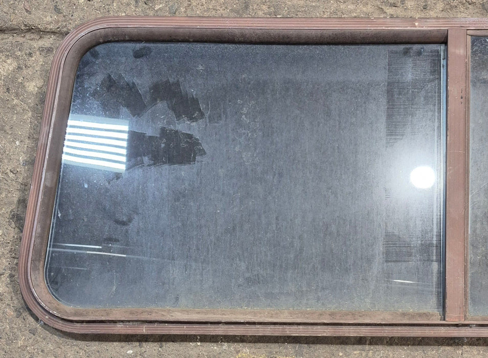 Used Slanted Brown Radius Opening Window : 55 1/2" W x 19 3/4" H x 1 1/4" D