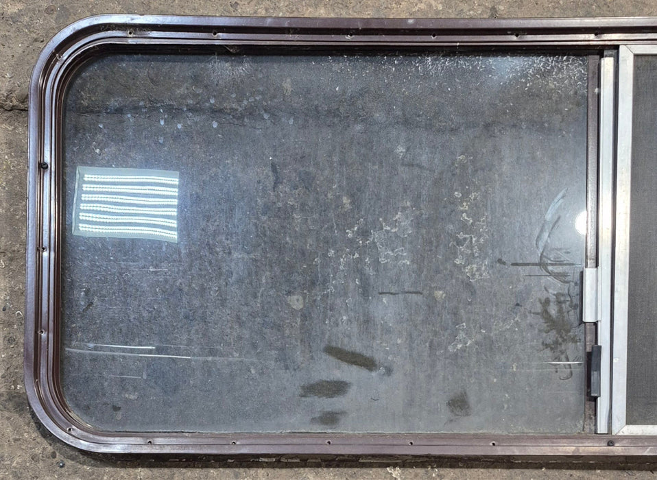 Used Slanted Brown Radius Opening Window : 55 1/2" W x 19 3/4" H x 1 1/4" D