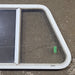 Used Slanted White Radius Opening Window : 21 1/4" H X 35 14" W X 1 1/4" D - Young Farts RV Parts