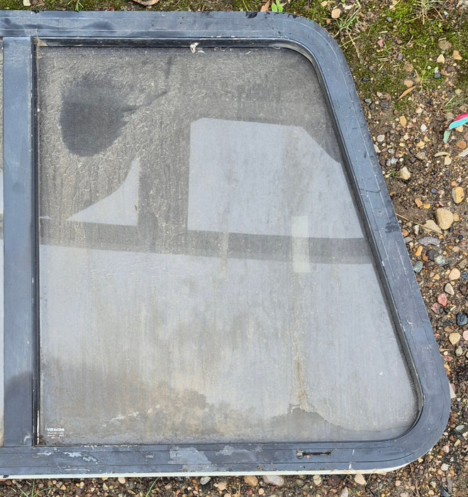 Used Slanted White Radius Opening Window : 35 3/4" W x 21 1/4" H x 1 7/8" D - Young Farts RV Parts