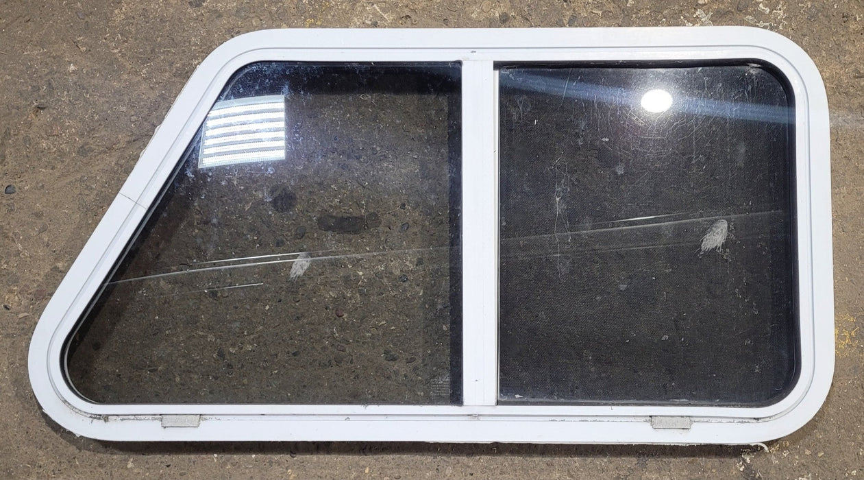 Used Slanted White Radius Opening Window : 37" W x 18 1/2" H x 1 7/8" D