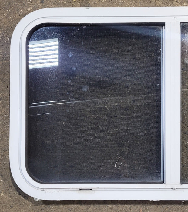 Used Slanted White Radius Opening Window : 37" W x 18 1/2" H x 1 7/8" D