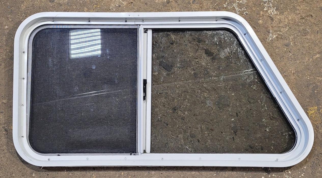 Used Slanted White Radius Opening Window : 37" W x 18 1/2" H x 1 7/8" D