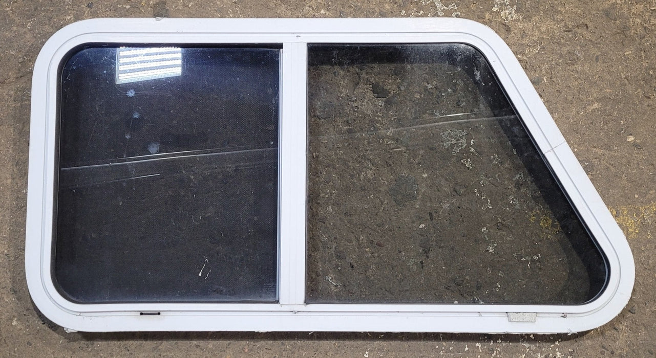 Used Slanted White Radius Opening Window : 37" W x 18 1/2" H x 1 7/8" D