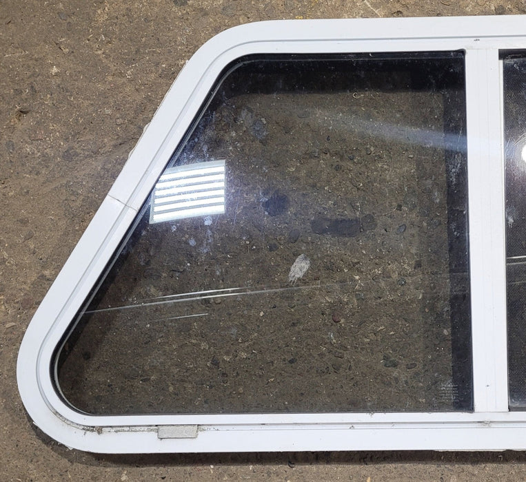 Used Slanted White Radius Opening Window : 37" W x 18 1/2" H x 1 7/8" D
