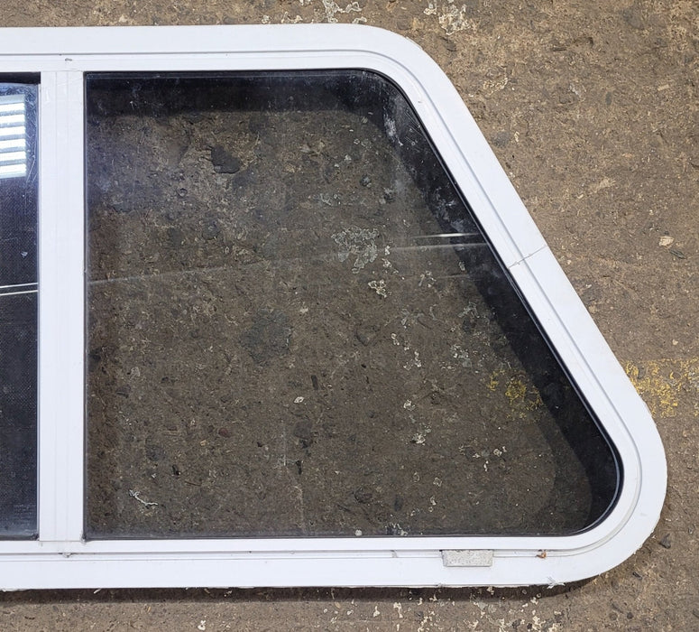 Used Slanted White Radius Opening Window : 37" W x 18 1/2" H x 1 7/8" D
