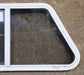 Used Slanted White Radius Opening Window : 37" W x 18 1/2" H x 1 7/8" D - Young Farts RV Parts