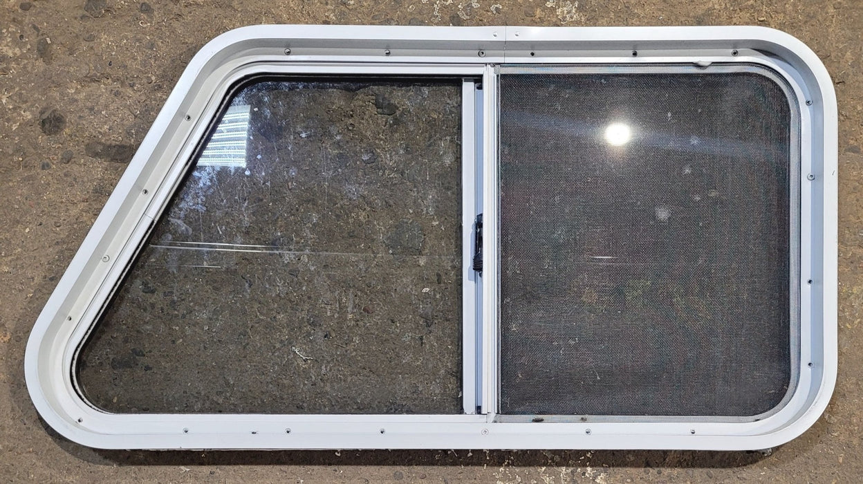 Used Slanted White Radius Opening Window : 37" W x 18 1/2" H x 1 7/8" D
