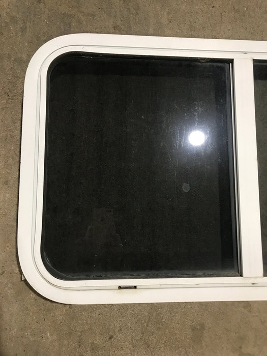 Used Slanted White Radius Opening Window : 37" W x 18 3/4" H x 1 7/8" D