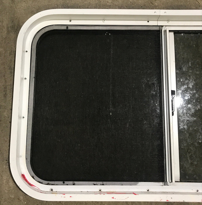 Used Slanted White Radius Opening Window : 37" W x 18 3/4" H x 1 7/8" D