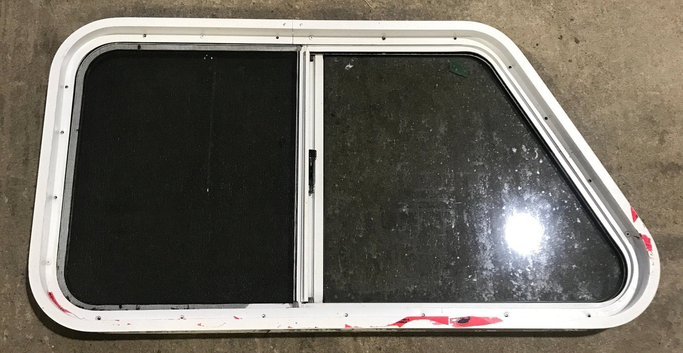 Used Slanted White Radius Opening Window : 37" W x 18 3/4" H x 1 7/8" D