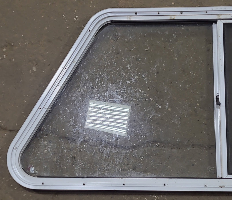 Used Slanted White Radius Opening Window : 41 1/2" W X 21 1/2" H X 1 1/4" D - Young Farts RV Parts