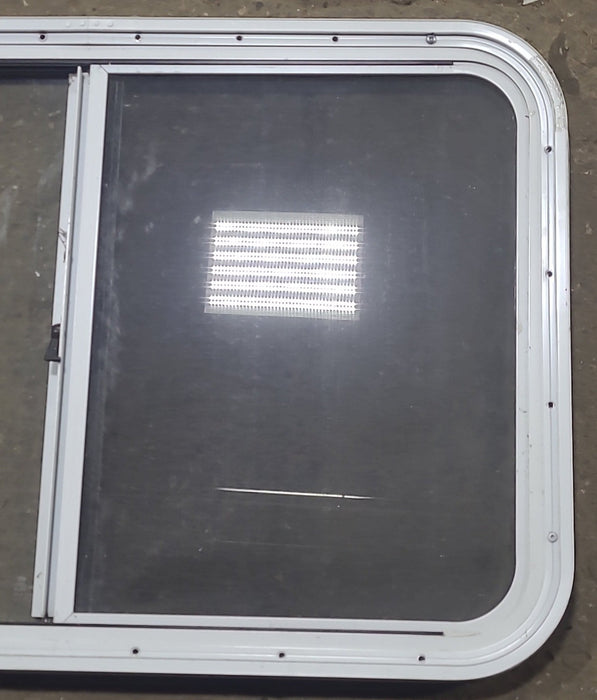 Used Slanted White Radius Opening Window : 41 1/2" W X 21 1/2" H X 1 1/4" D - Young Farts RV Parts