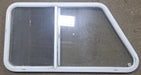 Used Slanted White Radius Opening Window : 41 1/2" W X 21 1/2" H X 1 1/4" D - Young Farts RV Parts