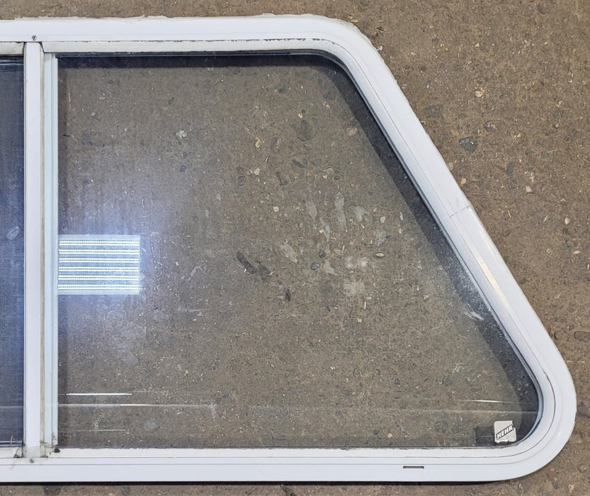 Used Slanted White Radius Opening Window : 41 1/4" W x 21 1/2" H x 1 1/4" D