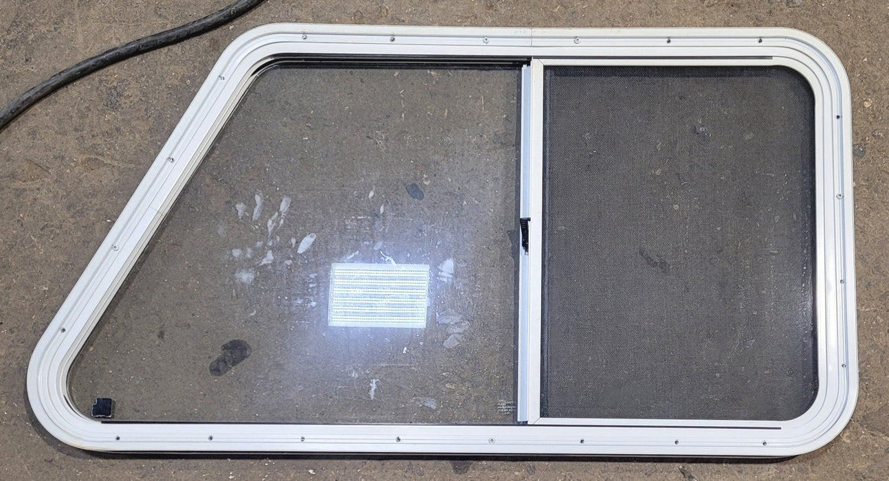 Used Slanted White Radius Opening Window : 41 1/4" W x 21 1/2" H x 1 1/4" D