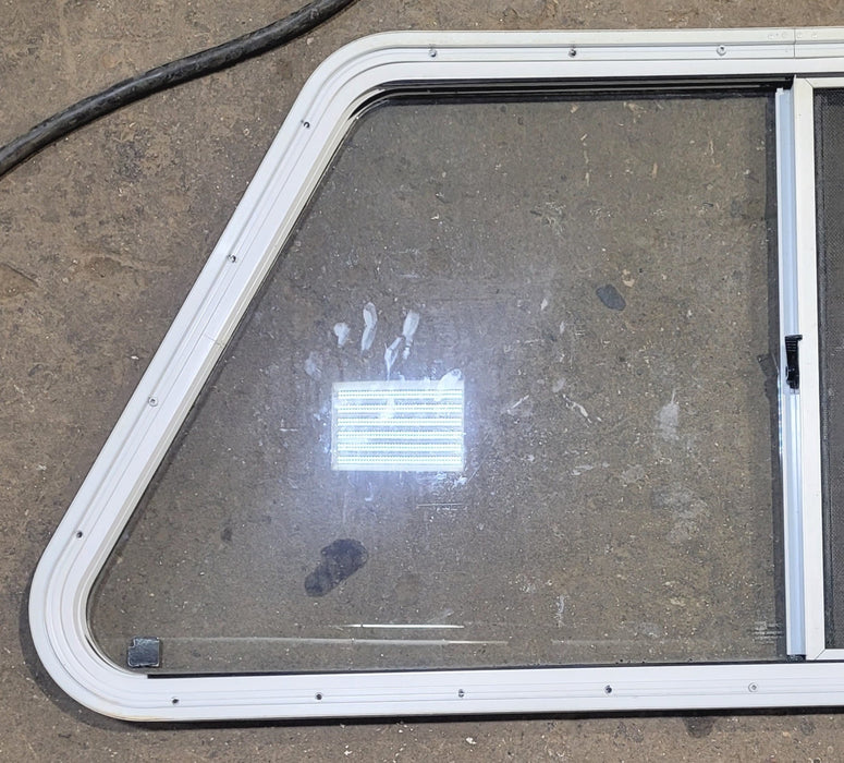 Used Slanted White Radius Opening Window : 41 1/4" W x 21 1/2" H x 1 1/4" D