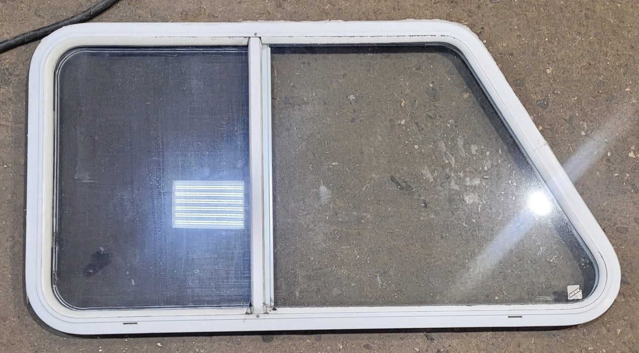 Used Slanted White Radius Opening Window : 41 1/4" W x 21 1/2" H x 1 1/4" D