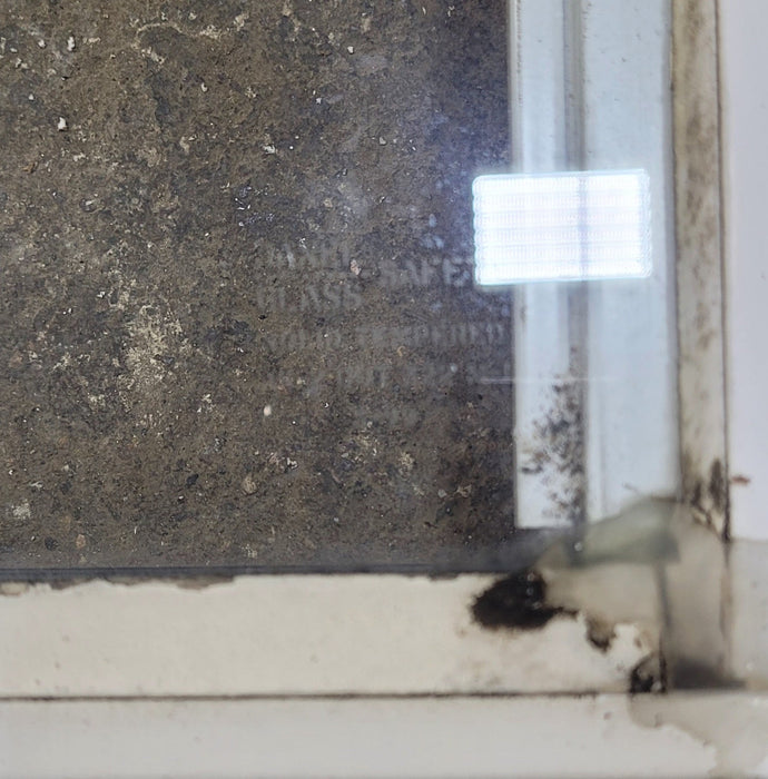 Used Slanted White Radius Opening Window : 41 1/4" W x 21 1/2" H x 1 1/4" D