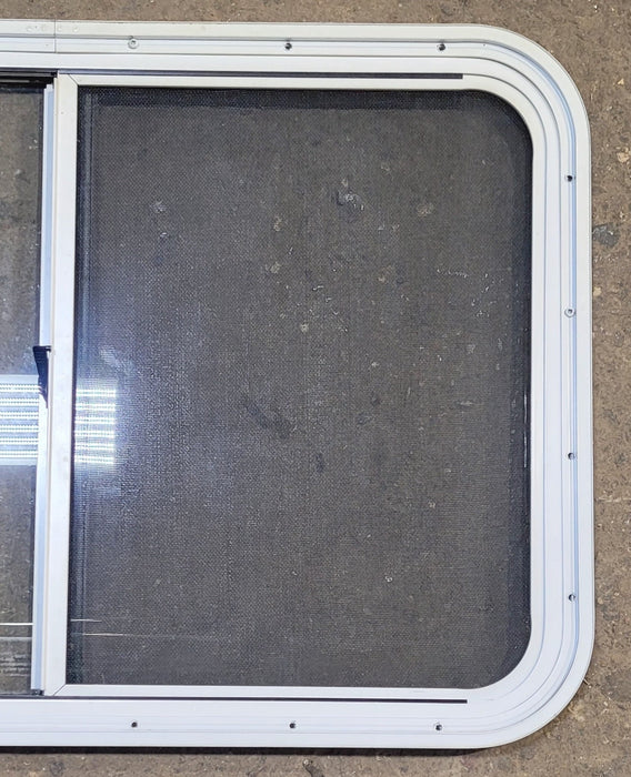 Used Slanted White Radius Opening Window : 41 1/4" W x 21 1/2" H x 1 1/4" D