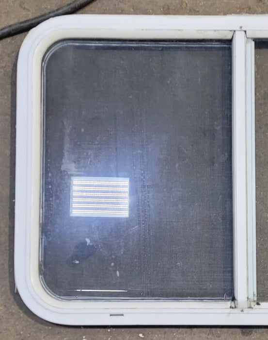 Used Slanted White Radius Opening Window : 41 1/4" W x 21 1/2" H x 1 1/4" D