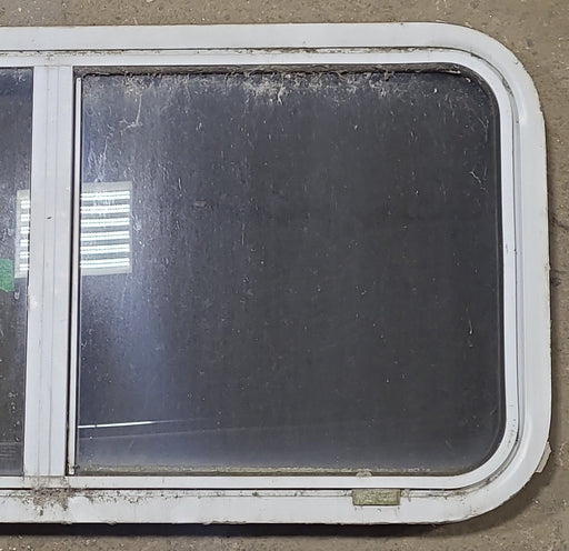 Used Slanted White Radius Opening Window : 41 3/4" W x 17 3/4" H x 2" D - Young Farts RV Parts