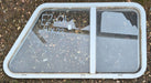 Used Slanted White Radius Opening Window : 41" W x 21" H x 1 1/4" D - Young Farts RV Parts