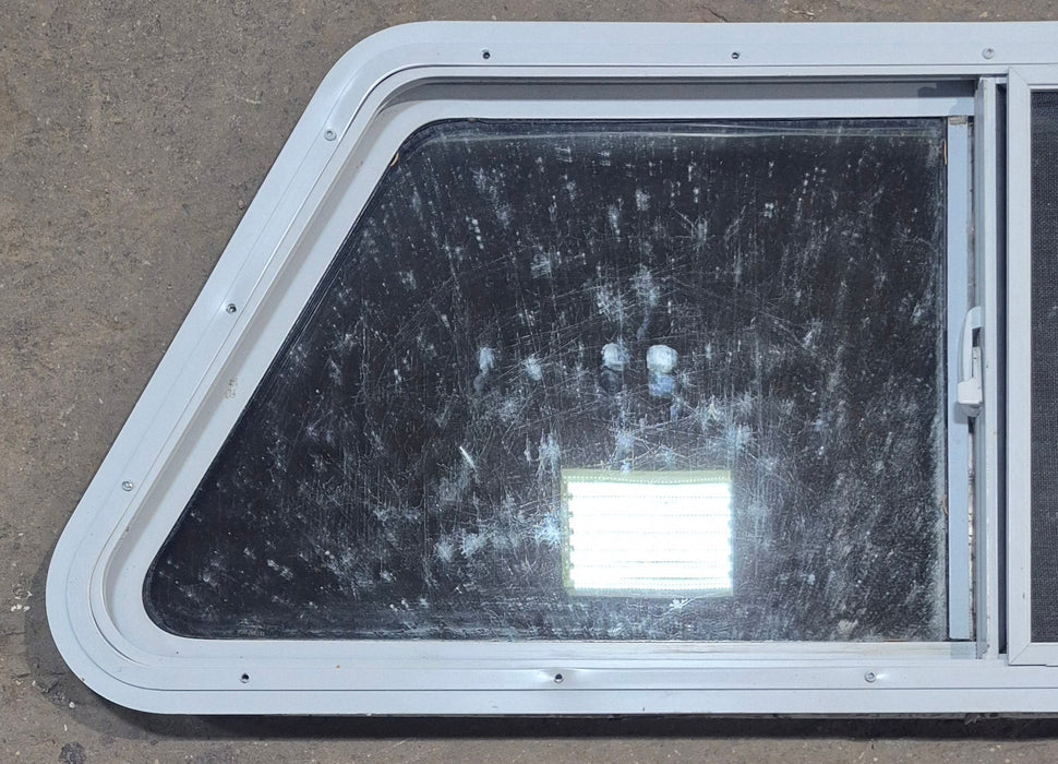 Used Slanted White Radius Opening Window : 42" W x 17 1/2" H x 1 7/8" D