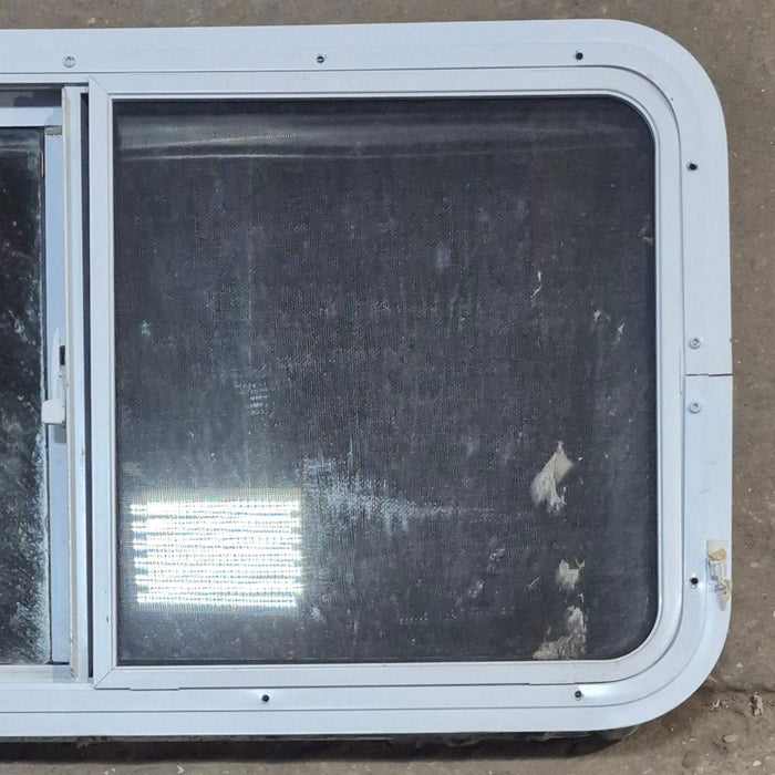Used Slanted White Radius Opening Window : 42" W x 17 1/2" H x 1 7/8" D