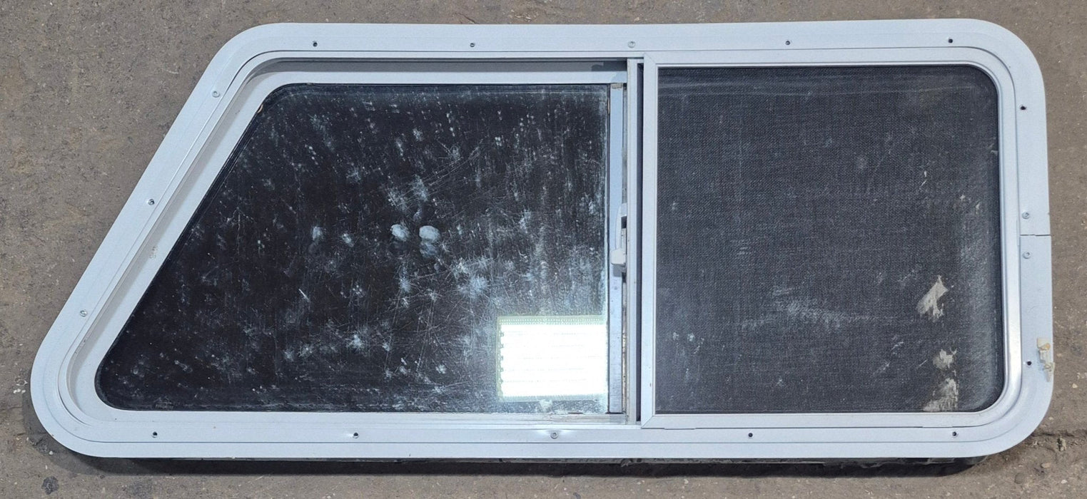 Used Slanted White Radius Opening Window : 42" W x 17 1/2" H x 1 7/8" D