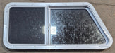 Used Slanted White Radius Opening Window : 42" W x 17 1/2" H x 1 7/8" D - Young Farts RV Parts