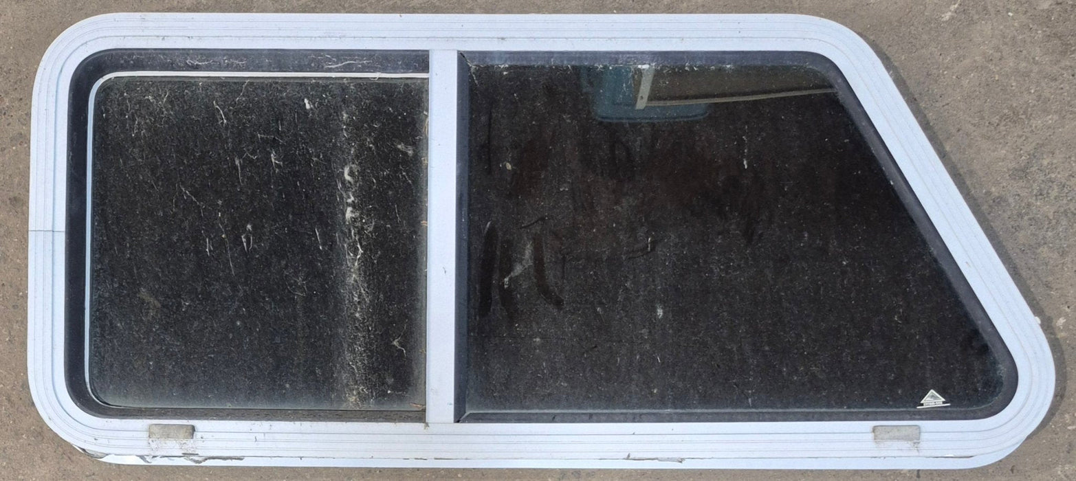 Used Slanted White Radius Opening Window : 42" W x 17 1/2" H x 1 7/8" D