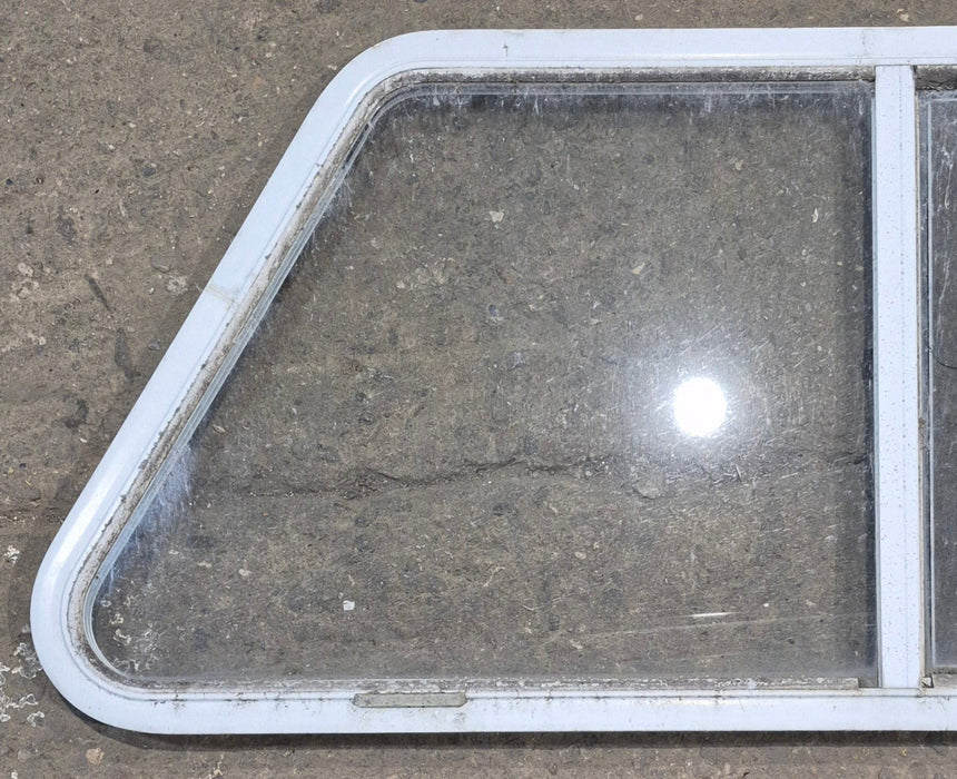Used Slanted White Radius Opening Window : 46 3/4" W x 21 1/4" H x 1 1/4" D