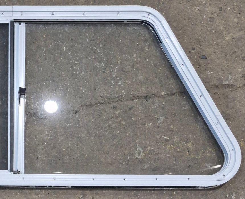 Used Slanted White Radius Opening Window : 46 3/4" W x 21 1/4" H x 1 1/4" D