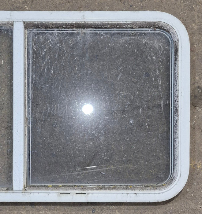 Used Slanted White Radius Opening Window : 46 3/4" W x 21 1/4" H x 1 1/4" D