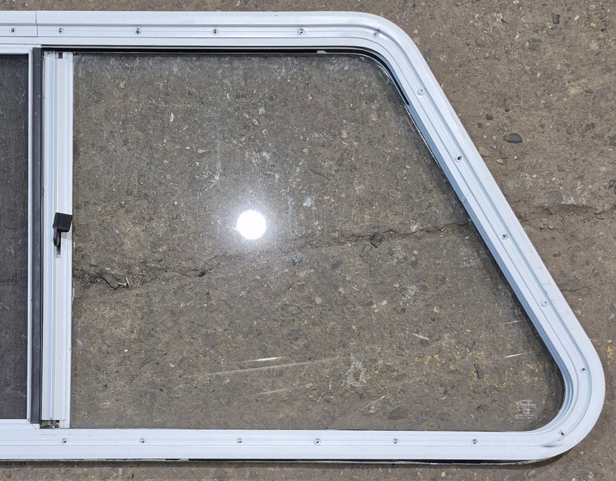 Used Slanted White Radius Opening Window : 46 3/4" W x 21 1/4" H x 1 1/4" D