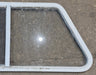 Used Slanted White Radius Opening Window : 46 3/4" W x 21 1/4" H x 1 1/4" D - Young Farts RV Parts