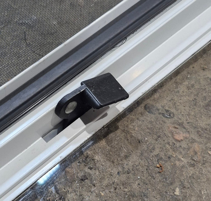 Used Slanted White Radius Opening Window : 46 3/4" W x 21 1/4" H x 1 1/4" D